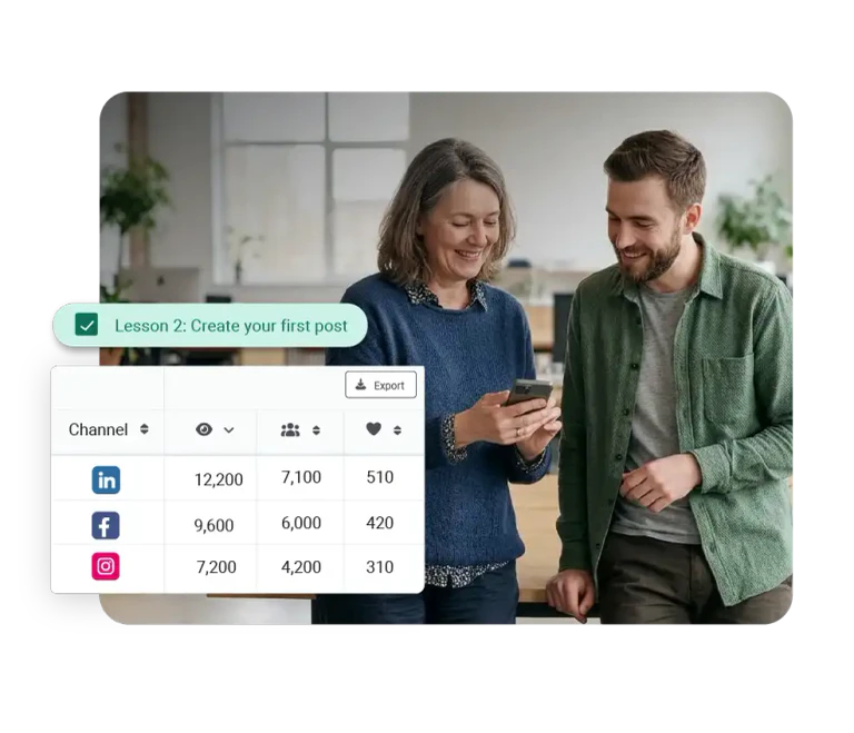 Employees engaging with a social media post from their company