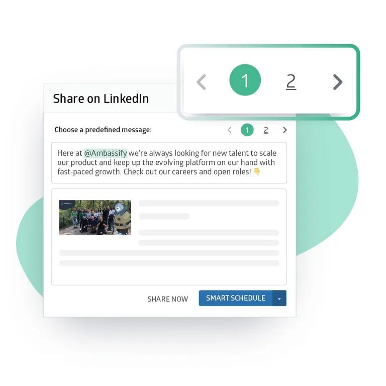 Share caption variants in employee advocacy