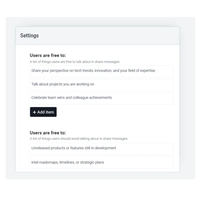 Ambassify approval flow with Lock default share message and audit trail for regulated advocacy.