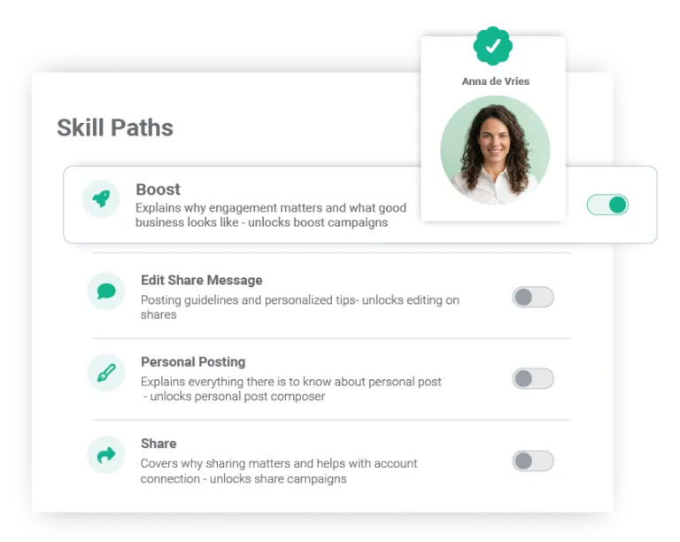 Ambassify in-app training building an employee's confidence to share